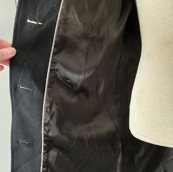 MACKAGE Wool/Cashmere/Leather Women's Black Button-Up Coat. Size Small - Picture 10 of 14